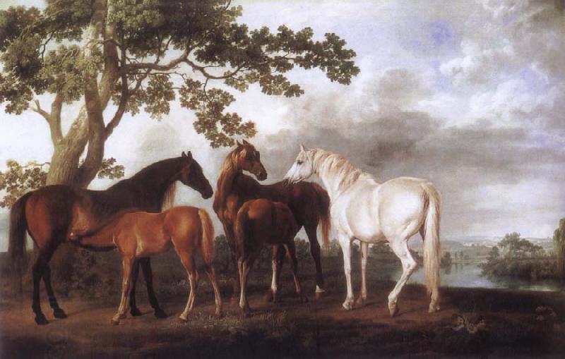 George Stubbs Mares and Foals in a River Landscape China oil painting art